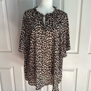 Leopard print, Loft Plus, short sleeve blouse